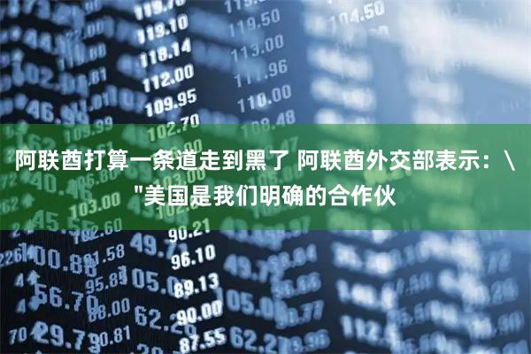 阿联酋打算一条道走到黑了 阿联酋外交部表示：＂美国是我们明确的合作伙